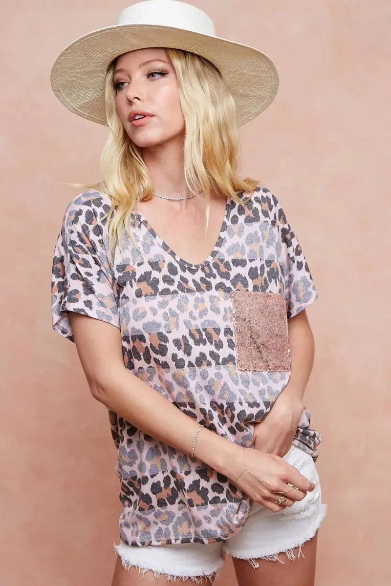 BiBi Leopard Stripe Printed Jersey T-Shirt - Love Salve